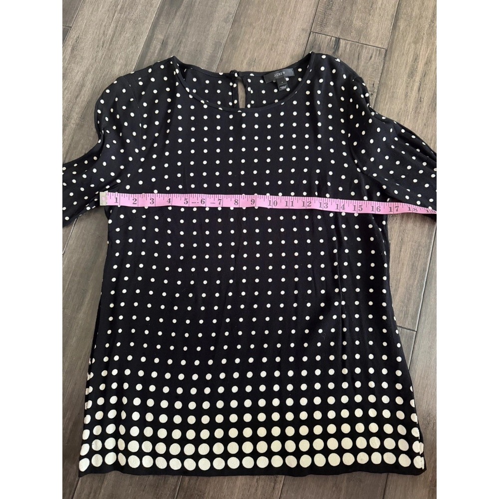 J. Crew Women's Black White Polka Dot Blouse Size 4 Long Sleeve Professional - Picture 4 of 6